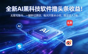 全新AI黑科技软件撸头条收益！无需写指令，一键秒过原创，每天只需半小时，稳定日入3张【揭秘】-KJ分享
