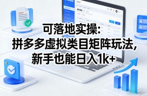 可落地实操：拼多多虚拟类目矩阵玩法，新手也能日入1k+【揭秘】-KJ分享