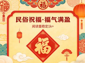 公众号流量主之民俗祝福赛道，选题不愁，结构固定，阅读稳定1w+-KJ分享