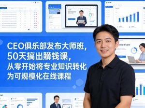 CEO俱乐部发布大师班，50天搞出賺钱课，从零开始将专业知识转化为可规模化在线课程-KJ分享