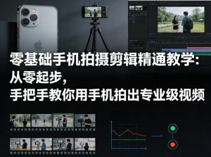 零基础手机拍摄剪辑精通教学:从零起步,手把手教你用手机拍出专业级视频-KJ分享