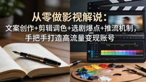 从零做影视解说:文案创作+剪辑调色+选剧爆点+推流机制,手把手打造高流量变现账号-KJ分享