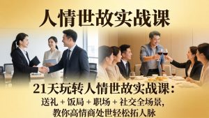 21 天玩转人情世故实战课：送礼 + 饭局 + 职场 + 社交全场景，教你高情商处世轻松拓人脉-KJ分享