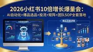 2026小红书10倍增长爆量会:AI自动化+爆品选品+投流+矩阵+团队SOP全套落地-KJ分享