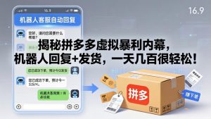 揭秘拼多多虚拟暴利内幕,机器人回复+发货,一天几百很轻松!-KJ分享