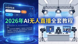 2026年AI无人直播全套教程：OBS安装+软件配置+直播间搭建+话术生成+一键开播实操-KJ分享