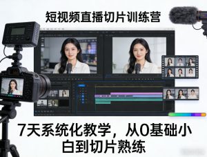 短视频直播切片训练营，7天系统化教学，从0基础小白到切片熟练-KJ分享