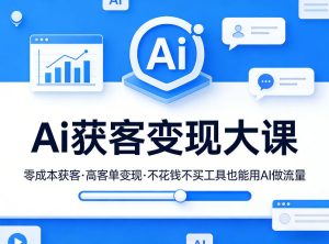 Ai获客变现大课,零成本获客,高客单变现,不花钱不买工具也能用AI做流量-KJ分享