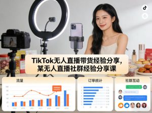TikTok无人直播带货经验分享，某无人直播社群经验分享课-KJ分享