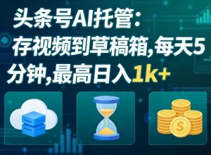 头条号AI托管,我存视频到你草稿箱,每天5分钟,最高日入1k+【揭秘】-KJ分享