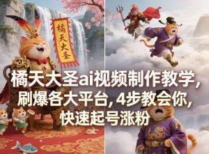橘天大圣ai视频制作教学，刷爆各大平台，4步教会你，快速起号涨粉-KJ分享