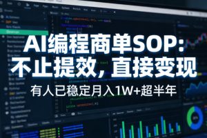 AI编程商单SOP，AI编程不能只给工作提效，还要直接变现，有人已经稳定月入1W+半年了-KJ分享