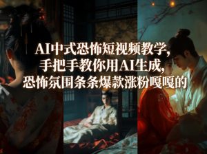 AI中式恐怖短视频教学,手把手教你用AI生成,恐怖氛围条条爆款涨粉嘎嘎的-KJ分享