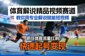 体育解说精品视频赛道，教你用专业解说赋能短视频，抓住体育流量红利，快速起号变现-KJ分享