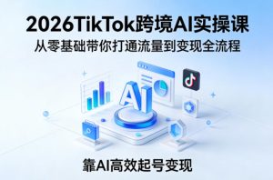 2026TikTok跨境AI实操课,从零基础带你打通流量到变现全流程,靠AI高效起号变现-KJ分享