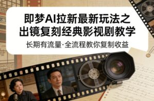 即梦AI拉新最新玩法之出镜复刻经典影视剧教学，长期有流量，全流程教你复制收益-KJ分享