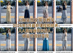 AI服装图文带货教学,2026年3月最新课程和技术,人人都可做带货达人,收益可观好变现-KJ分享