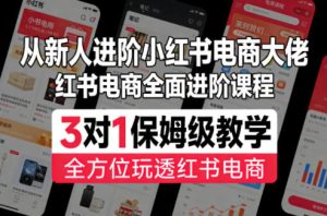 从新人进阶小红书电商大佬,红书电商全面进阶课程,3对1保姆级教学,全方位玩透红书电商-KJ分享