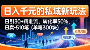 日入千米的私域新玩法：日引30＋精准流，转化率50%，日卖5-10笔(单笔300米)-KJ分享
