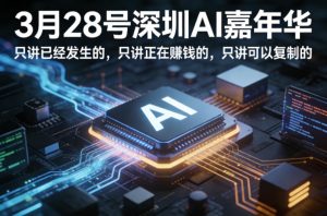 3月28号深圳AI嘉年华，只讲已经发生的，只讲正在賺钱的，只讲可以复制的-KJ分享