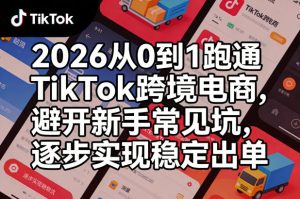 2026从0到1跑通TikTok跨境电商，避开新手常见坑，逐步实现稳定出单-KJ分享