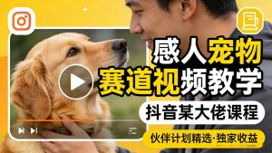感人宠物赛道视频教学，抖音某大佬课程，可做伙伴计划精选独家收益-KJ分享