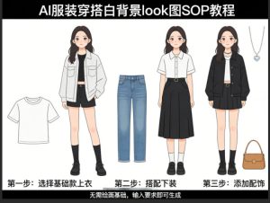AI服装穿搭白背景look图SOP教程，不用会画画，提几句具体要求，AI就能还你一个奇迹-KJ分享