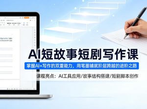 AI短故事短剧写作课,掌握AI+写作的双重能力,用笔墨铺就阶层跨越的进阶之路-KJ分享