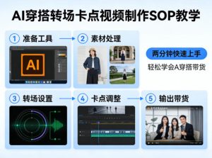 AI穿搭转场卡点视频制作SOP教学，两分钟快速上手，轻松学会AI穿搭带货-KJ分享