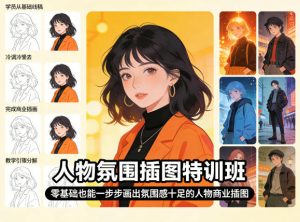 人物氛围插图特训班,零基础也能一步步画出氛围感十足的人物商业插图-KJ分享