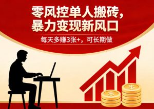 零风控单人搬砖，暴力变现新风口，每天多賺3张+，可长期做【揭秘】-KJ分享