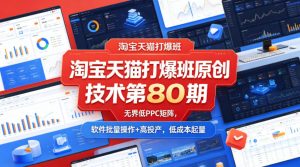 淘宝天猫打爆班原创技术第80期,无界低PPC矩阵,软件批量操作+高投产,低成本起量-KJ分享