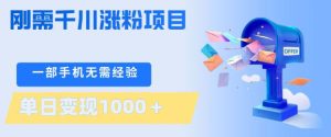 刚需千川涨粉项目，一部手机无需技术，单日变现1k+，当天做当天见收益【揭秘】-KJ分享