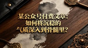 某公众号付费文章：如何将沉稳的气质深入到骨髓里？-KJ分享