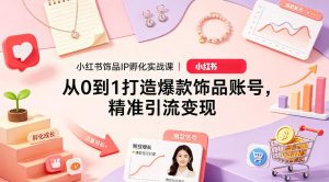 小红书饰品IP孵化实战课｜从0到1打造爆款饰品账号，精准引流变现-KJ分享
