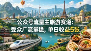 公众号流量主之旅游赛道，受众广+流量稳，平均单日收益5张+-KJ分享