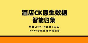 酒店CK原生数据智能归集，单窗口60+可矩阵0人工，2026必做蓝海小众项目【揭秘】-KJ分享