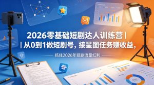 2026零基础短剧达人训练营|从0到1做短剧号,接星图任务賺收益,抓住2026年短剧流量红利-KJ分享