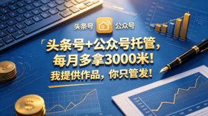 头条号+公众号托管,每月多拿3000米!我提供作品,你只管发!【揭秘】-KJ分享