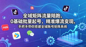 全域矩阵流量陪跑，0基础批量起号，精准爆流变现，手把手带你搭建全域账号矩阵系统-KJ分享