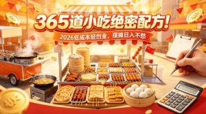 365道小吃绝密配方!2026低成本轻创业,摆摊日入不愁-KJ分享