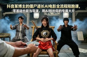 抖音某博主的僵尸道长AI电影全流程陪跑课，零基础也能当导演，用AI拍出你的专属大片-KJ分享
