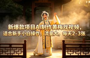 新爆款项目AI制作黄梅戏视频，适合新手小白操作，流量大，每天2-3张-KJ分享