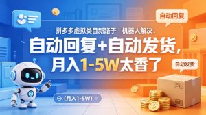 拼多多虚拟类目新路子|机器人解决,自动回复+自动发货,月入1-5W太香了【揭秘】-KJ分享