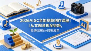 2026AIGC全能视频创作课程|从文图音视全链路,零基础进阶AI变现接单-KJ分享