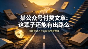 某公众号付费文章：这辈子还能有出路么-KJ分享