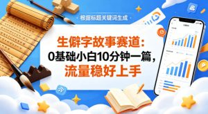 公众号流量主——生僻字故事赛道,流量稳,好上手,0基础小白也能10分钟一篇-KJ分享