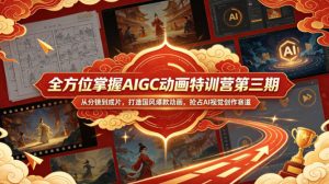 全方位掌握AIGC动画特训营第三期，从分镜到成片，打造国风爆款动画，抢占AI视觉创作赛道红利-KJ分享