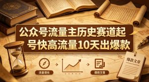 公众号流量主之历史赛道，起号快+高流量，10天就能出爆款！-KJ分享