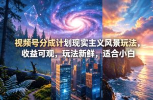 视频号分成计划现实主义风景玩法,收益可观,玩法新鲜,适合小白-KJ分享